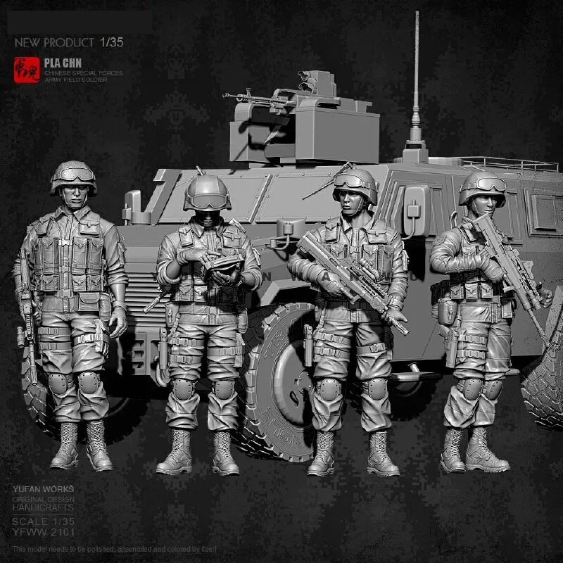 

1/35 Resin Model Figure Pla Combat Team Soldiers Gk Micro Miniature 3d Printed White Model Toy Unassembled And Unpainted Kit