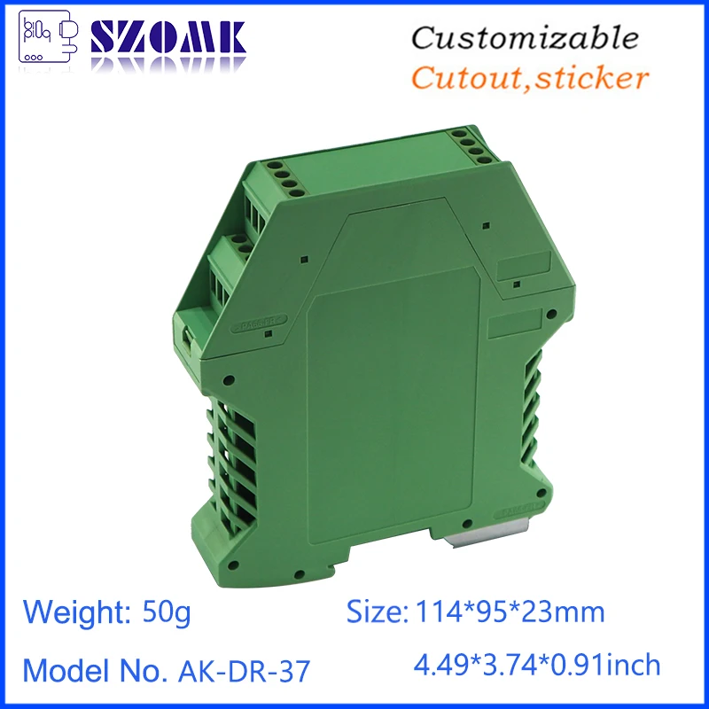 1Piece 114*95*23mm szomk green abs material din rail platic enclosure control box electronics equipment housing