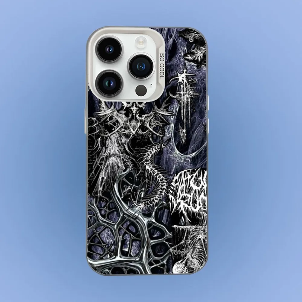 حافظة هاتف G-Gothic-cs Cyber Sigil لهاتف iPhone 16,15,14,13,12,11,Mini,Pro,SE,MAX غطاء أبيض غير لامع مقاوم للصدمات