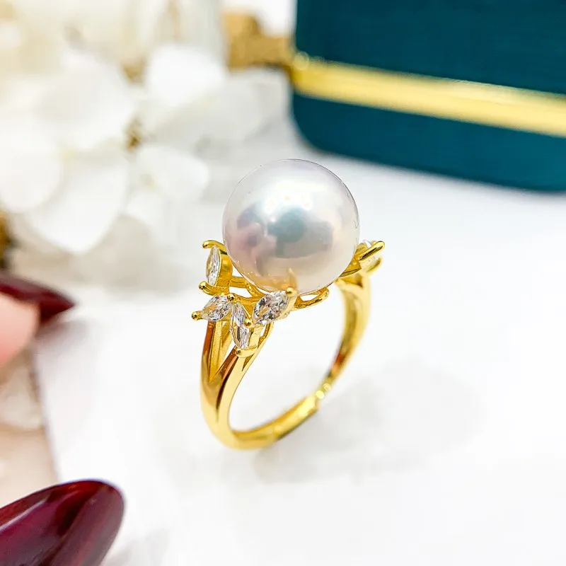 

Leaf Design Pearl Rings Settings Women Handmade Rings Jewelry Making Components