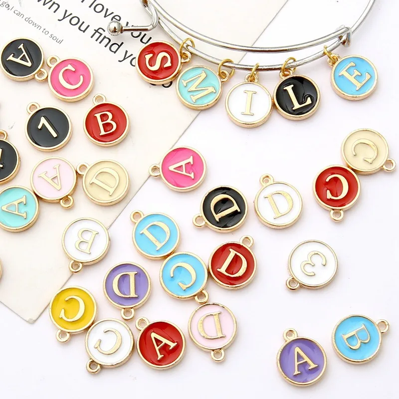 20sets double-sided alloy enamel capital letter A~Z pendants accessories diy bracelet necklace jewelry accessories