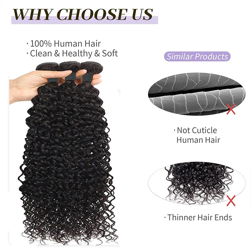 Water Wave 1/3/4 Bundles Human Hair 10A 12A Brazilian Virgin Human Hair Bundles Natural Black Color Wet and Wavy Hair Extensions