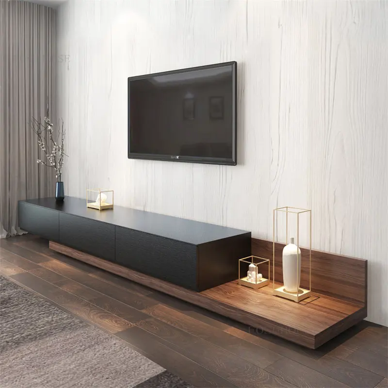 

Nordic Wooden TV Cabinet Living Room Furniture Light Luxury Creative Retractable TV Stands Modern Small Apartment Floor TV Stand