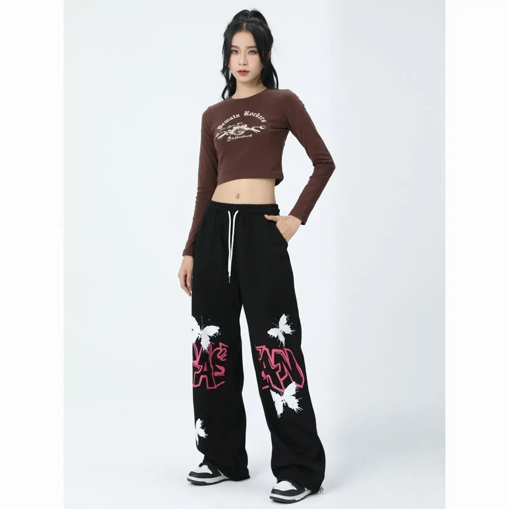 

Original American Graffiti Butterfly Printed Sanitary Pants, Jazz Dance Street Dance Pants Women's Design Sense Casual Pants