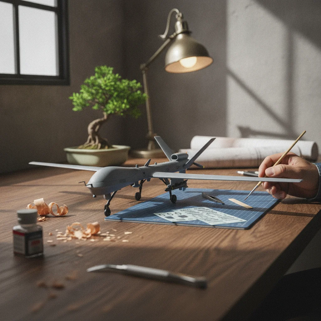 MQ-1 Hunting Drone UAV Model MQ-1 Hunting Drone Drone Model Gray Detailed Painted Finish