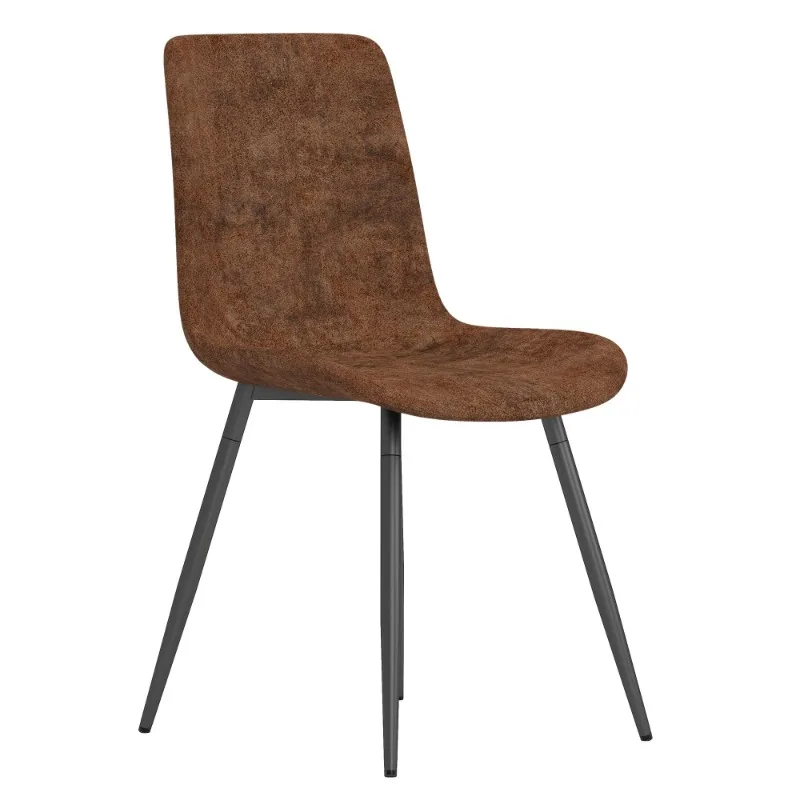 طقم كراسي طعام حديثة مكون من 4 قماش بني تقني منجد بإطار أسود قوي وأقدام مضادة للانزلاق للمقهى بيسترو أو مساحة صغيرة