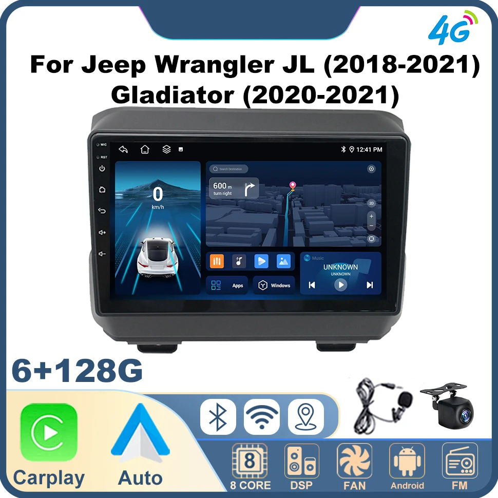 Wireless Carplay Car Radio Multimedia Player for Jeep Wrangler JL (2018-2021) Gladiator (2020-2021) GPS Car Intelligent Systems