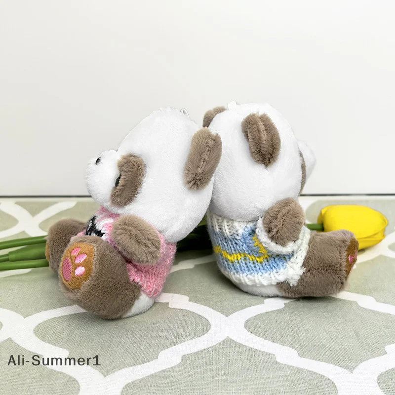 【E】Cute Dressing Panda Children Plush Toys Couple Keychain Pendant Cute Teddy Bear Plush Toy