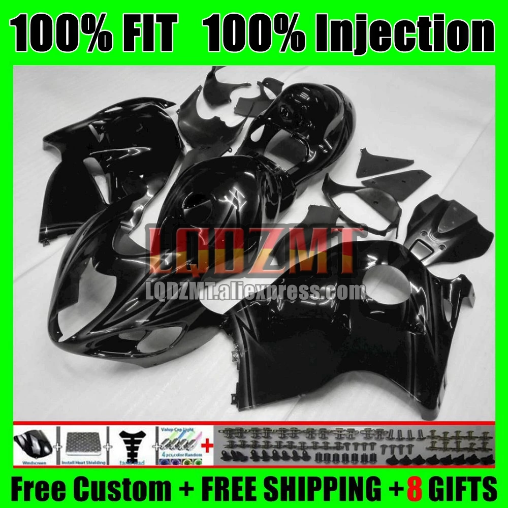 Body For SUZUKI Hayabusa GSXR-1300 GSXR1300 96 Glossy black 97 98 99 01 26No.11 GSXR 1300 2002 2003 2004 2005 2006 2007 Fairing