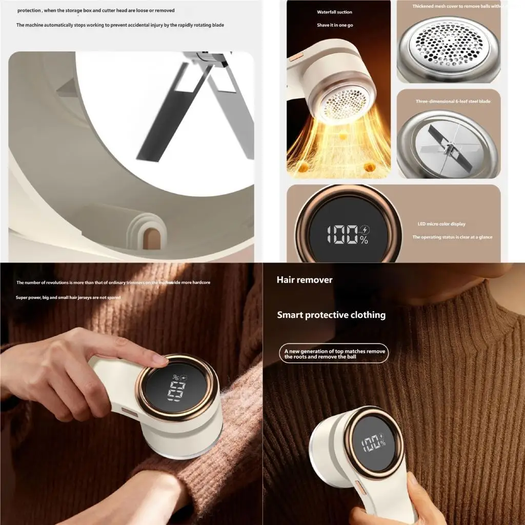 M6CB Powerful Rechargeable Lint Shaver with LED Display For Clothes Sofa And Carpet