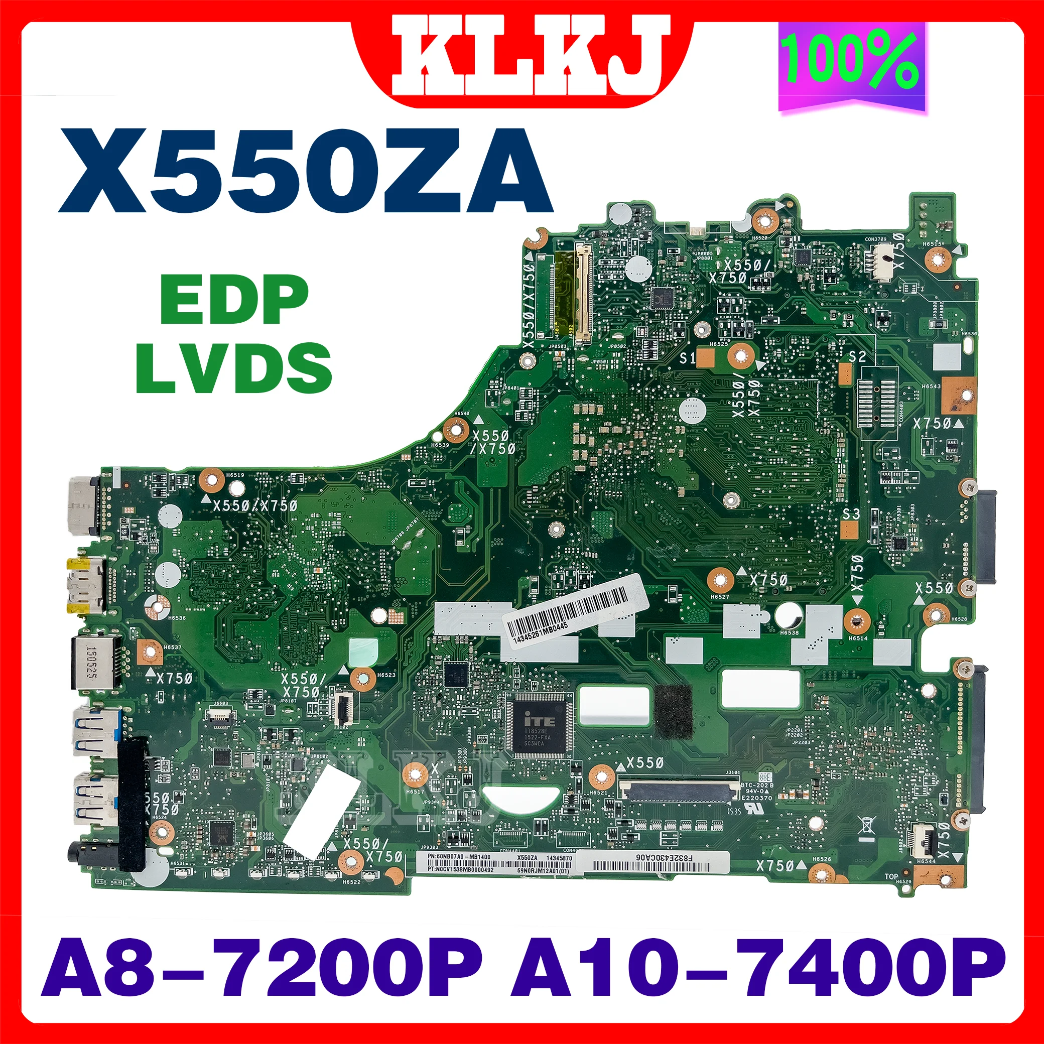 Dinzi X550ZA Mainboard UNTUK ASUS X550ZA K550Z K550ZA F550ZA A550ZA Motherboard Laptop dengan A8-7200P A10-7400P CPU 100% Test Bekerja