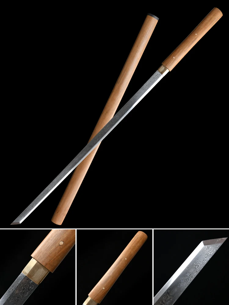 

Tradition Chinese Swords Shirasaya Folded steel Damascus Blade Ready Training Real Handmade Full Tang Rose Wood Sheath Catana