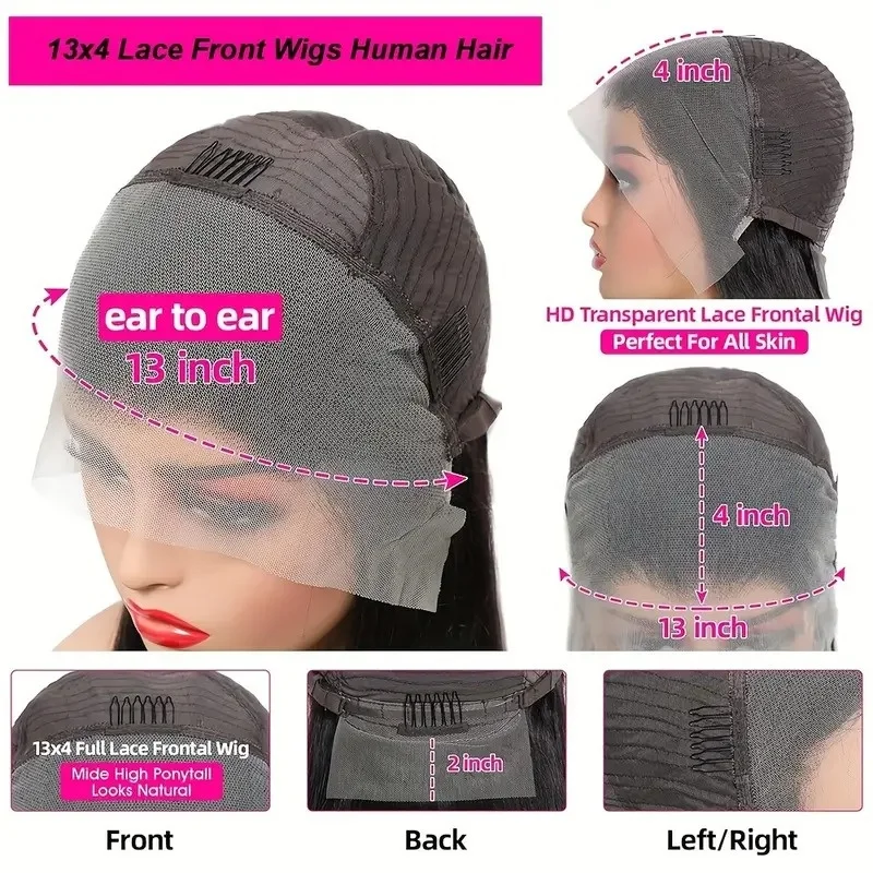 วิกผมบอดี้เวฟผมแท้ 40 นิ้ว วิกผมลูกไม้ HD ธรรมชาติ ความหนาแน่น 220 ผมแท้บราซิล 100% วิกผมลูกไม้ด้านหน้าสำหรับผู้หญิง