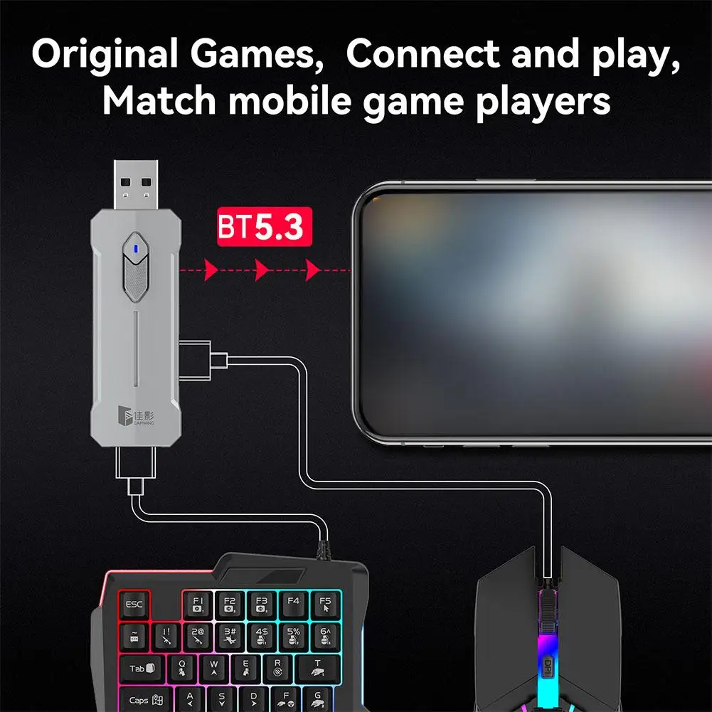 Adattatore Convertitore Bluetooth 5.2 Per Tastiera E Mouse Gaming - Per PUBG Mobile E FPS Su Android, Plug-and-Play