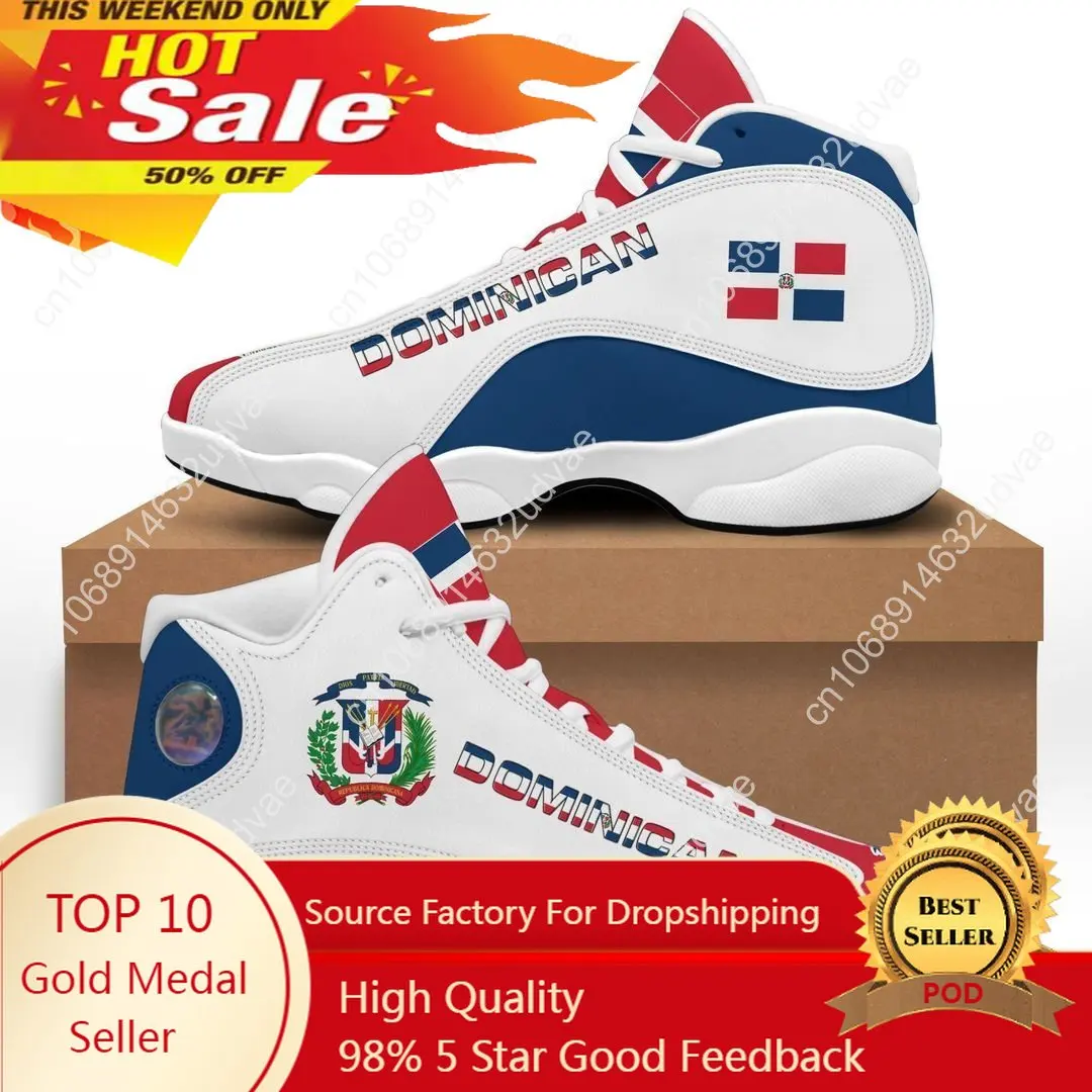 

Print On Demand Custom Sneaker Dominica Flag Pattern Print Men's Basketball Sneaker Plus Size 45 46 47 48 Teens Sport Shoes 2023