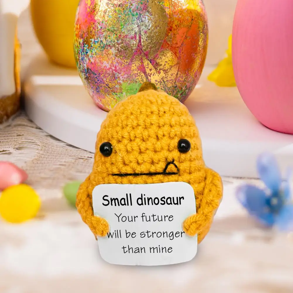 Emotional Support Dino Emotional Support Dinosaur Handmade Crocheted Dinosaur Doll with Encouraging Card Emotional for Kids