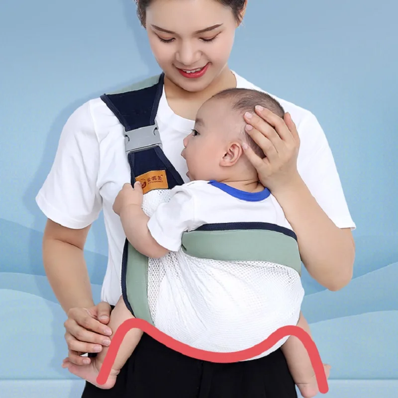 Baby Wrap Carrier Cotton Lightweight Sling Multifunctional Four Seasons Adjustable Simple Carrying for Newborns to Toddlers