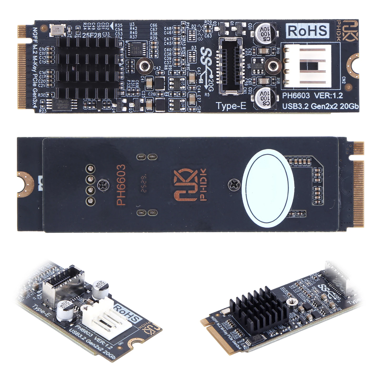 m2-to-type-e-アダプター-20gbps-高速-m2-m-key-nvme-pcie-to-usb-32-フロントパネル拡張カード-デスクトップpc用