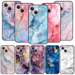 Marble Luxury Phone Case For iPhone 13 15 14 12 Mini 11 Pro MAX XR X SE XS 7 8 Plus Silicone Black Protection Cover