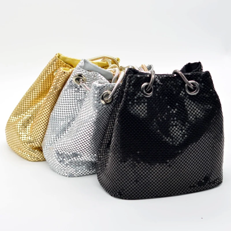 ASDS-borsa a tracolla a secchiello da donna alla moda con pochette per borse da festa con paillettes