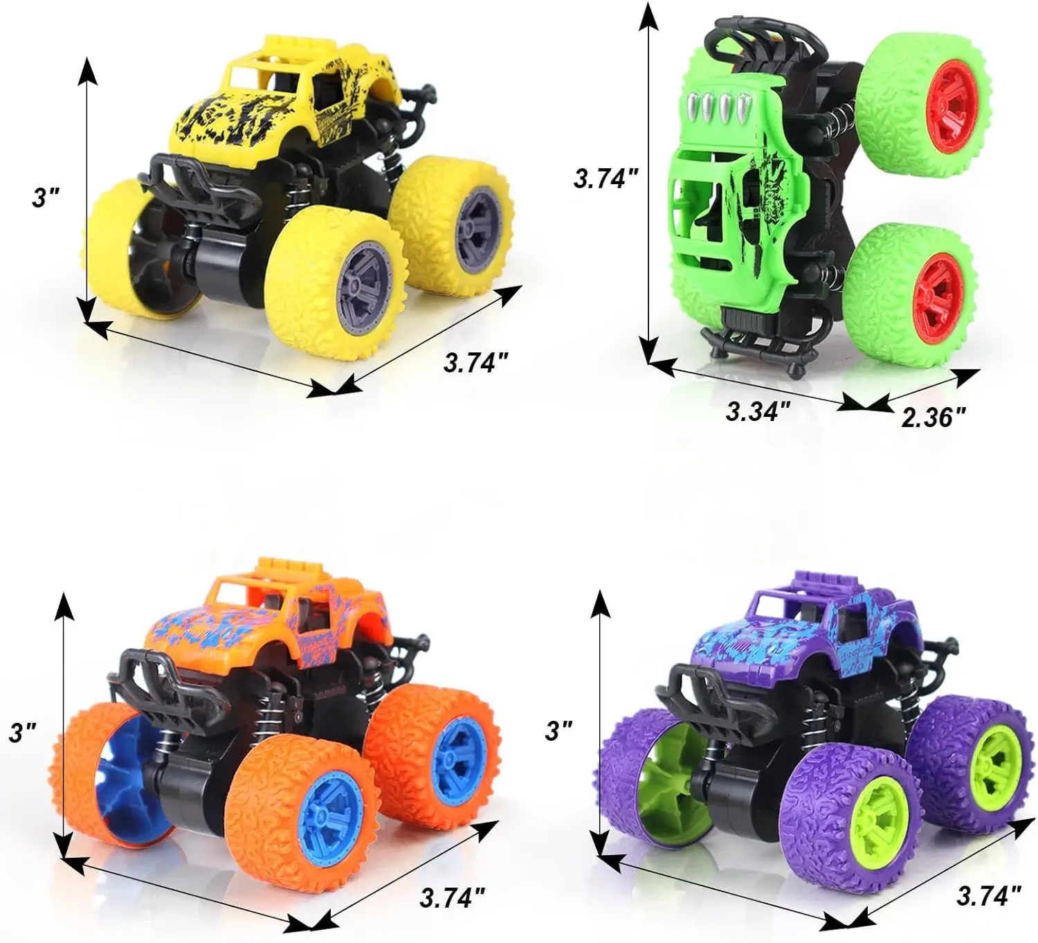 Juguetes de camiones monstruos, juguetes de vehículos extraíbles, juguete accionado por fricción, mini vehículo de inercia de camión de coche Push and Go, el mejor bi navideño