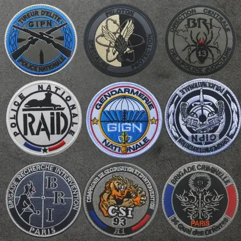 GIGN GIPN BRI Embroidery Patches France Hook&Loop Tactical Outdoor Patch Military Morale Badge Combat Applique Clothes Backpack