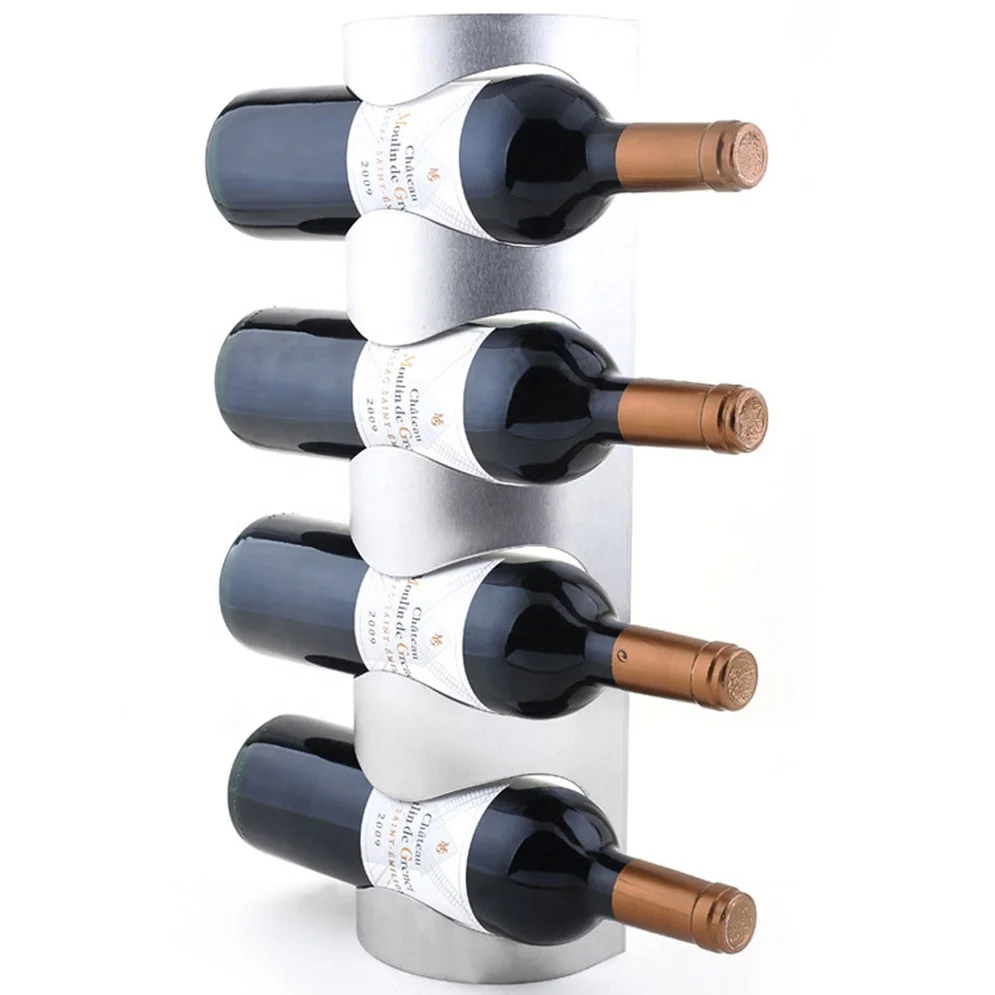 

Hot Sale Stainless Steel Wall Mounted Wine Rack Stainless Steel 4-bottle Wine Rack