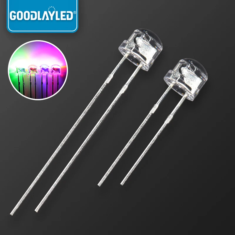 1000pcsF5/5mm Straw Hat Fast/Slow Flash Transparent RGB  Built-inIC High Light Emitting Diode LED DIP Long/Short Feet
