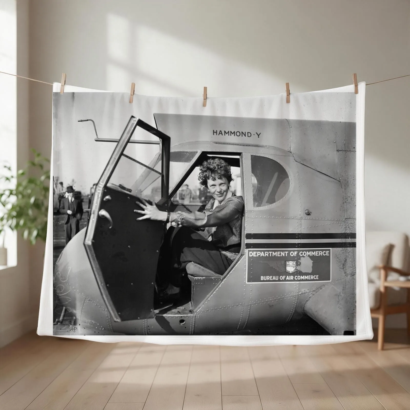 Amelia Earhart Throw Blanket couch cozy soft plush fuzzy picnic outdoor blanket