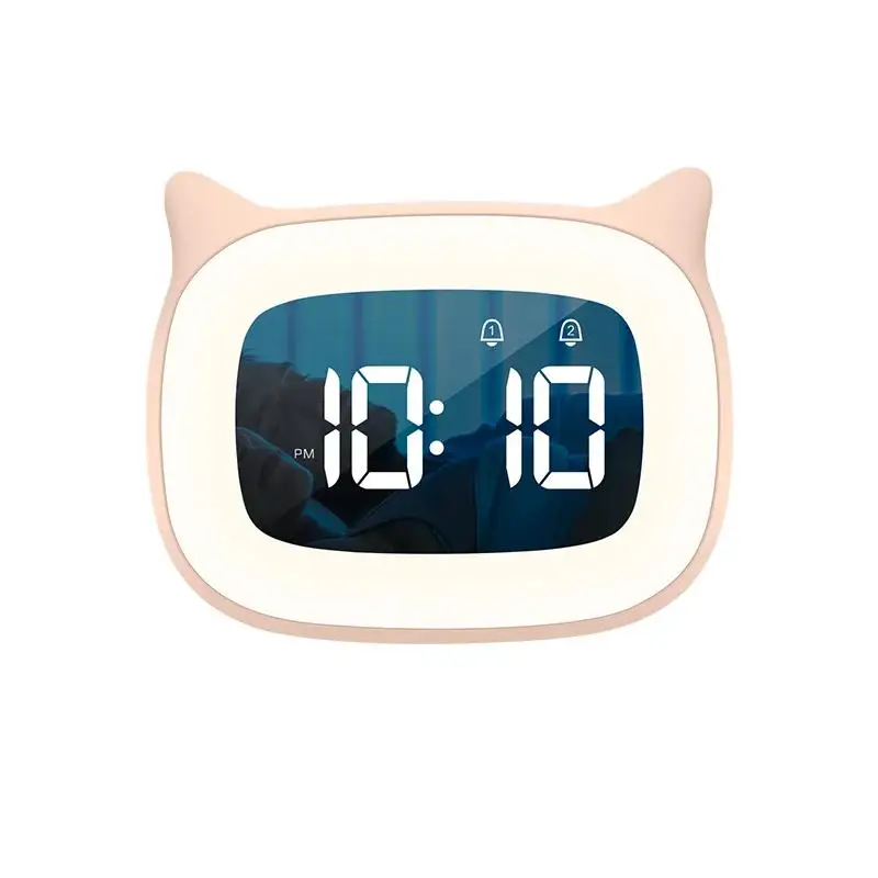 

Light LED Music Wake Up Alarm Clock Ambient Night Digital Home Model Ringtones Snooze Desktop USB Cat 18 Decoration Clocks Cute