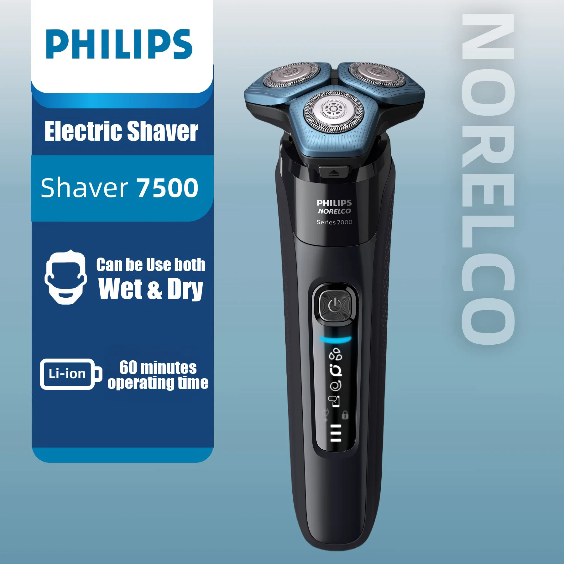 

Philips Norelco Shaver 7500 S7783 Wet & dry electric rotation shaver, Series 7000, Black