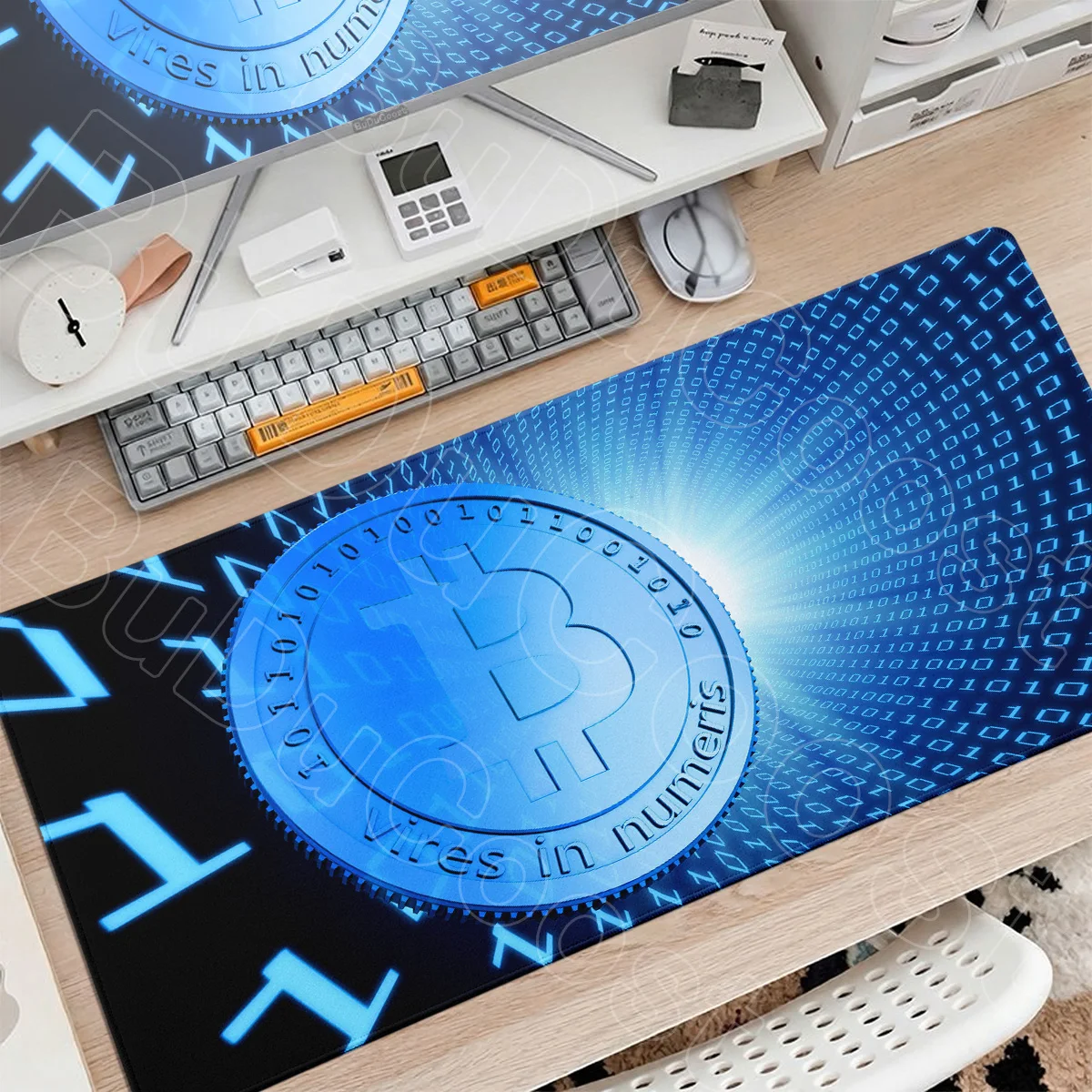 Anime Bitcoin Mouse Pad Trader Mausepads Natural Rubber Pc Table Decoration Carpet Gamer Keyboard Mat Laptop Office Long Deskmat