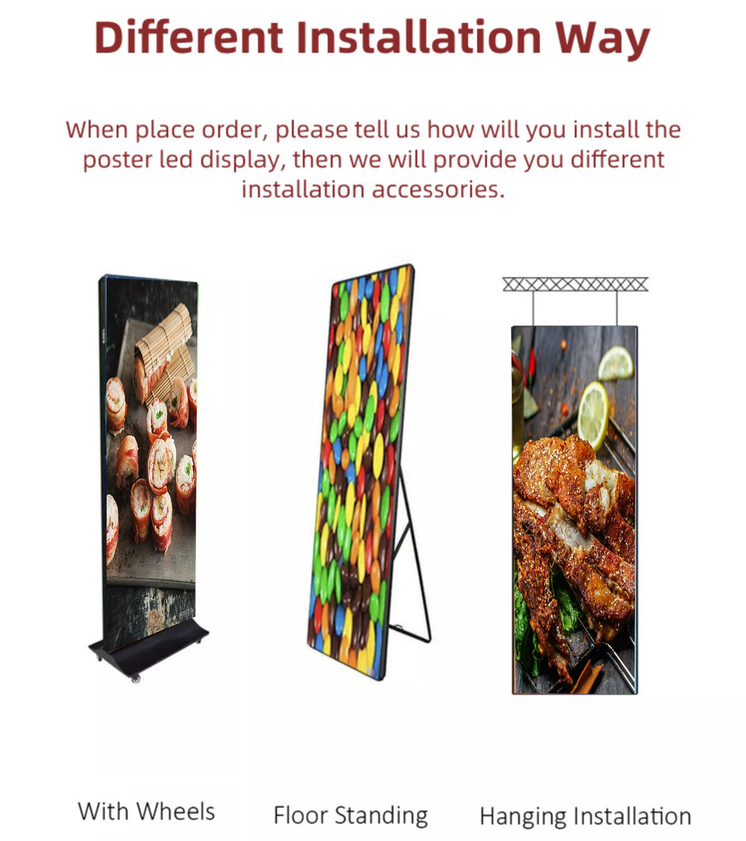 مشغل إعلانات LED مثبت على الحائط، ملصق لافتات رقمية وعرض شاشة الإعلانات التجارية