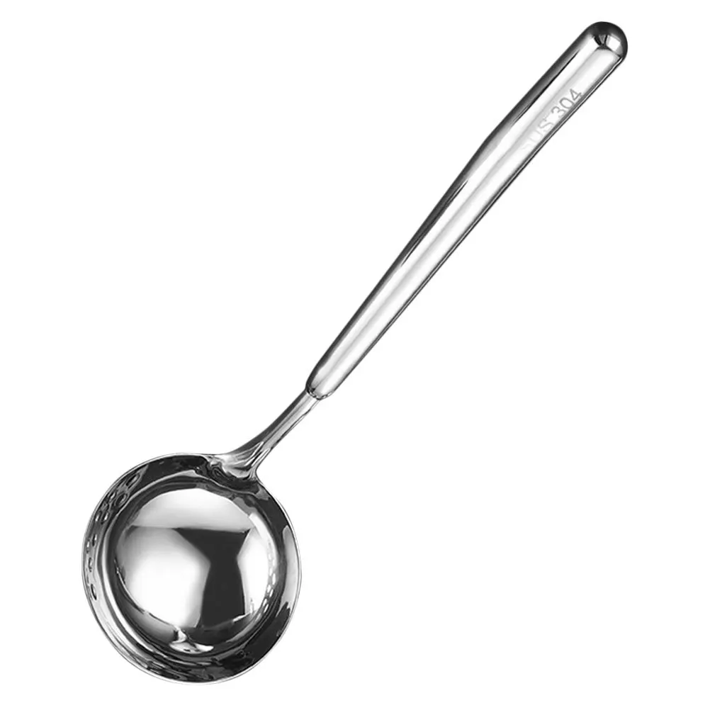 

304 Stainless Steel Soup Ladle Slotted Spoon 2-in-1 Long Handle Hot Pot Strainer Spoon Stews Cooking Colander Kitchen Utensil