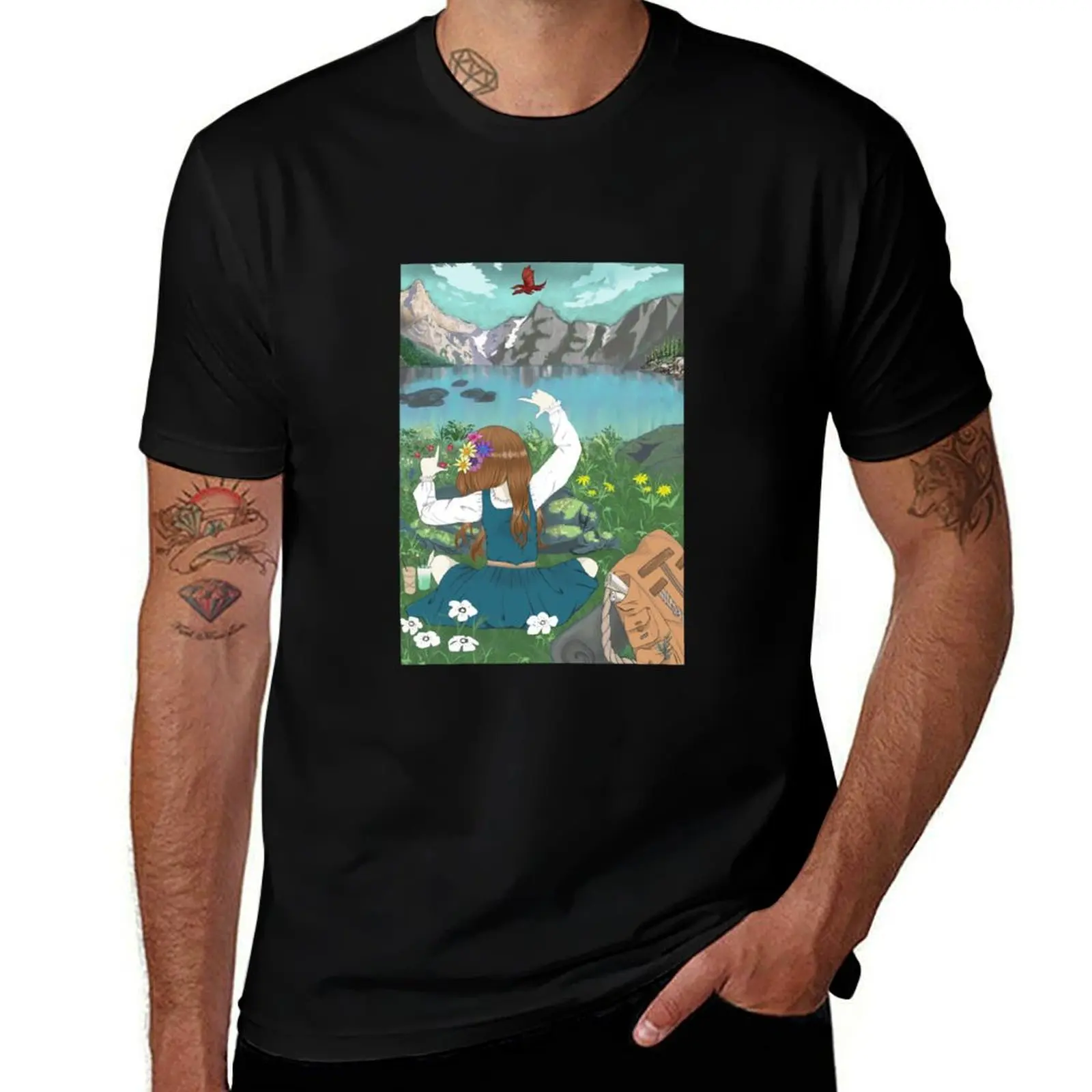 

Fantasy Lake T-Shirt anime tshirt t shirts for man cotton soft T-Shirt