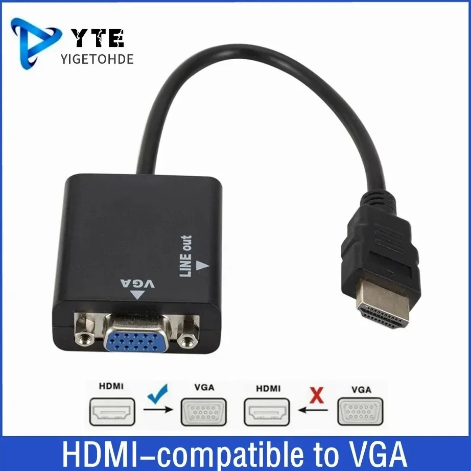 

HDMI-compatible to VGA Video Converter HD 1080P Digital to Analog Adapter With 3.5Mm Audio Cable for PC Laptop HDTV Projector