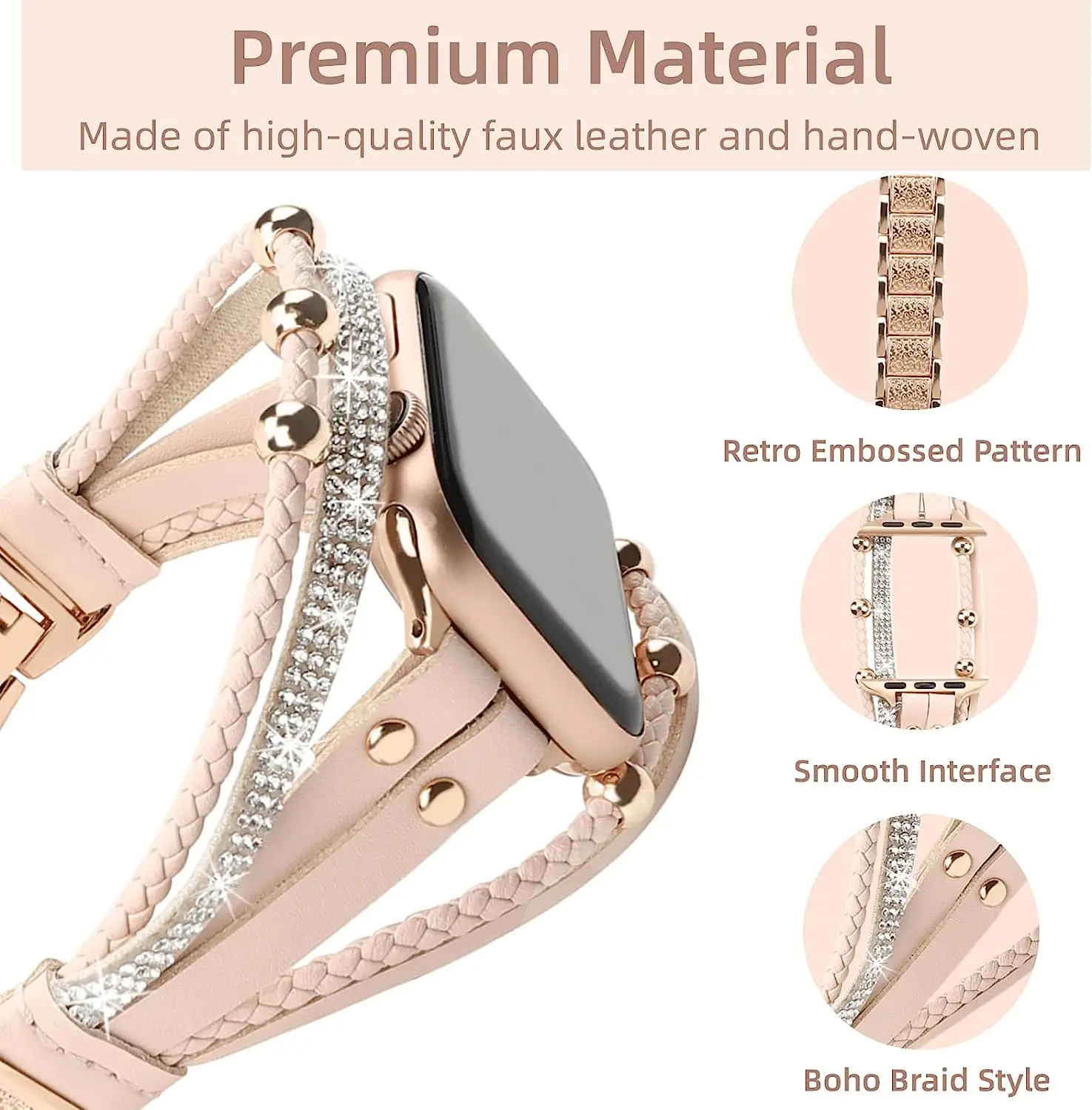 Diamond Metal Strap For Apple Watch Series 9 8 7 6 se 5 Ultra Women Bracelet iWatch 49mm 45mm 41mm 40mm 44mm Band Wristband Belt