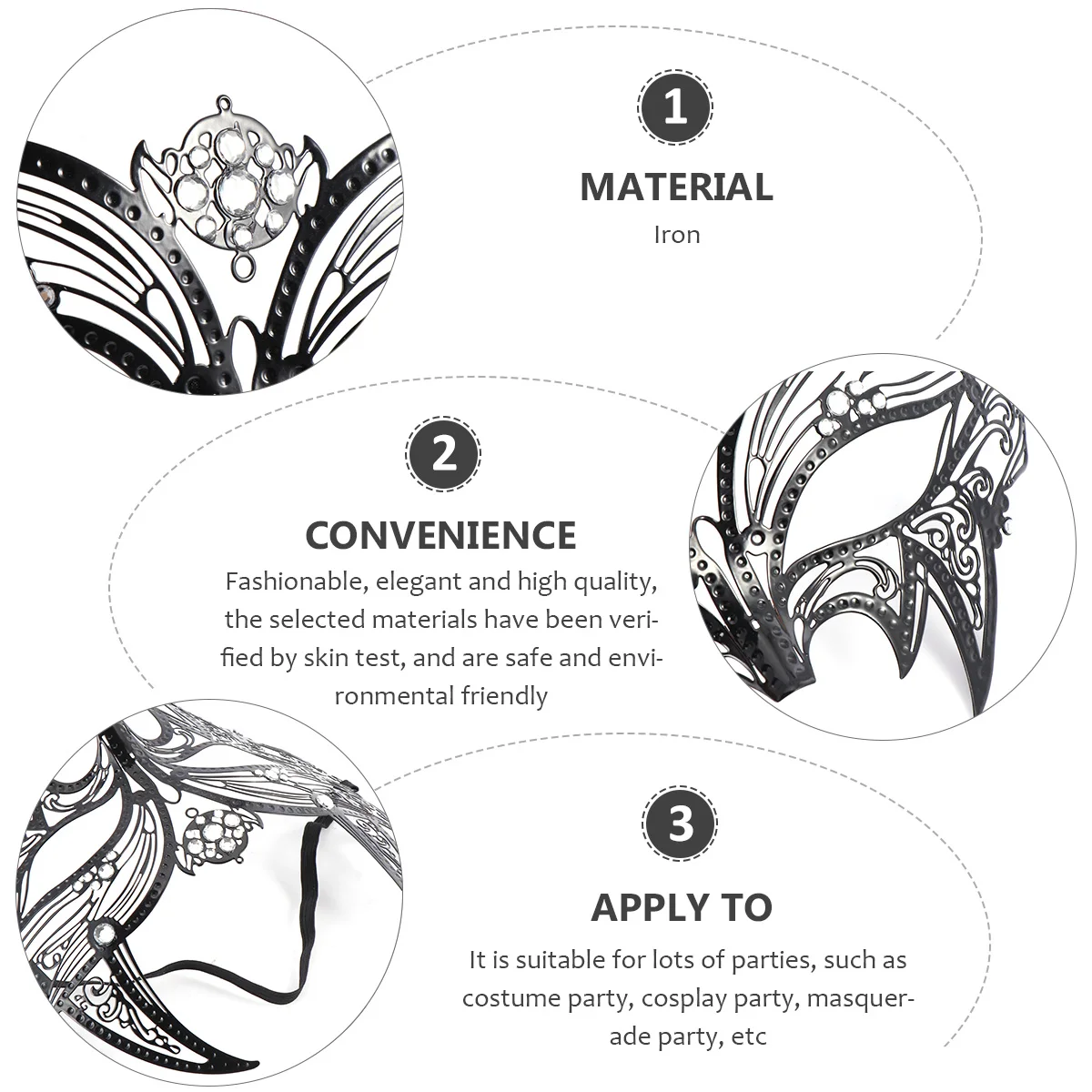 

Diamond Embedded Hollow Carved Half Hollow Eyes Eyes Cover Party Prop Masquerade Cosplay Accessories Costume