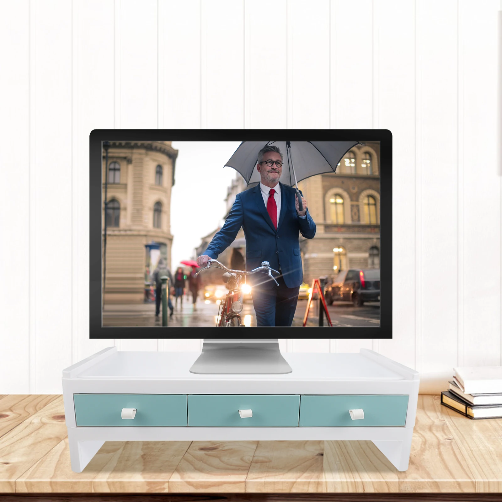 

Monitor Stand Holder Plastic Computer Rack Simple Style Smooth Surface Home Office Use Durable Desktop Stand For Most Monitors