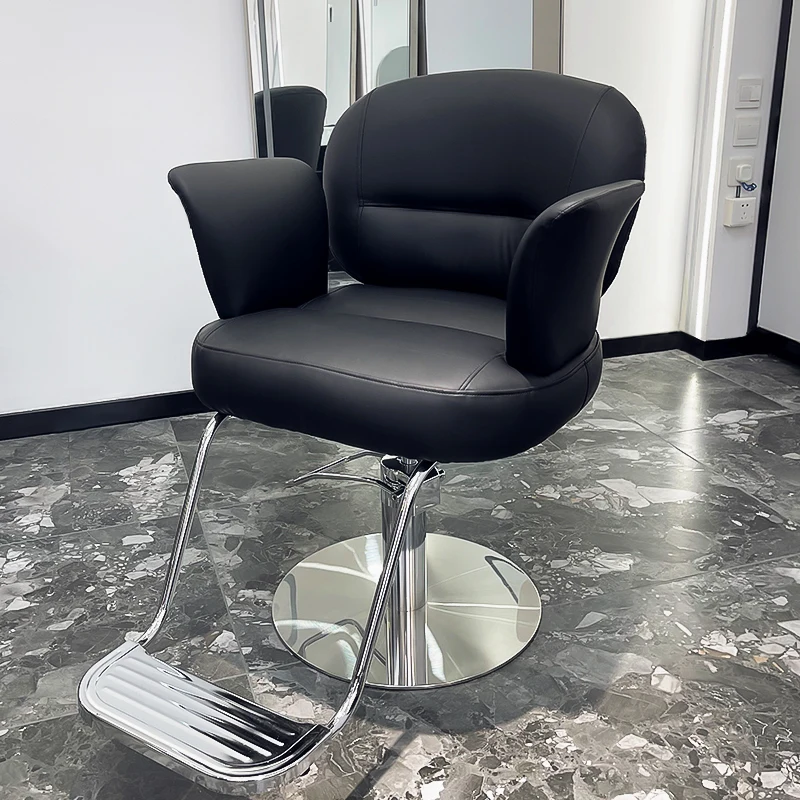 Fashionable Synthetic Leather Barber Chair and Stool for Barber Shops with 360 Degree Swivel and Height Adjustable Features