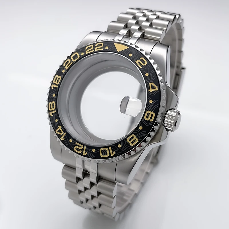 NH35 kast 40 mm Sub Gmt Jubile roestvrijstalen band saffierglas voor Seik Mod accessoires NH35 NH36 NH34 uurwerk horlogekast