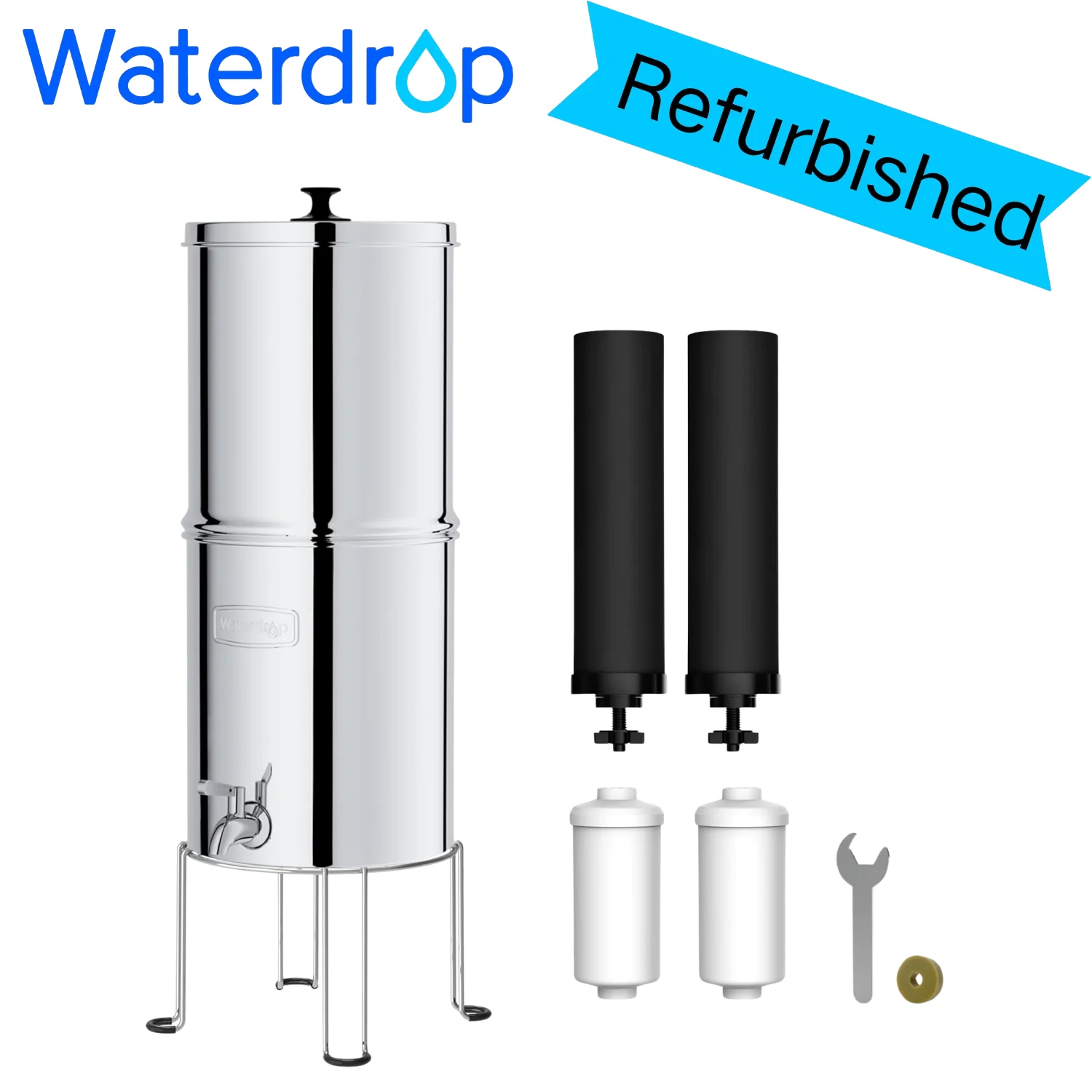 

Waterdrop Gravity-fed Water Filter System, with 4 Filters and Metal Spigot, King Tank Series, WD-TK-A-FS, 2.25G（Refurbished）