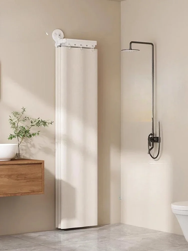 

non-punching bathroom shower dry and wet separation blocking curtain waterproof hanging curtain