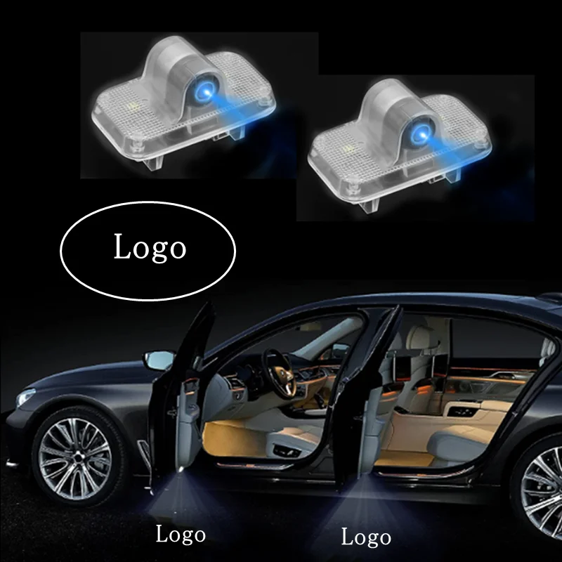 2Pcs LED Car Welcome Door Lights Emblem Accessory For Nissan X-trail T30 T31 2001-2014 Auto Interior Accessories