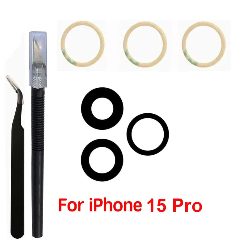 Saphir-Rückkamera-Objektivglas für iPhone 12 13 Mini 14 15 Plus 17 Pro Max – Ersatzteile für die Reparatur der Rückkamera mit 3M-Klebstoff & Werkzeugen