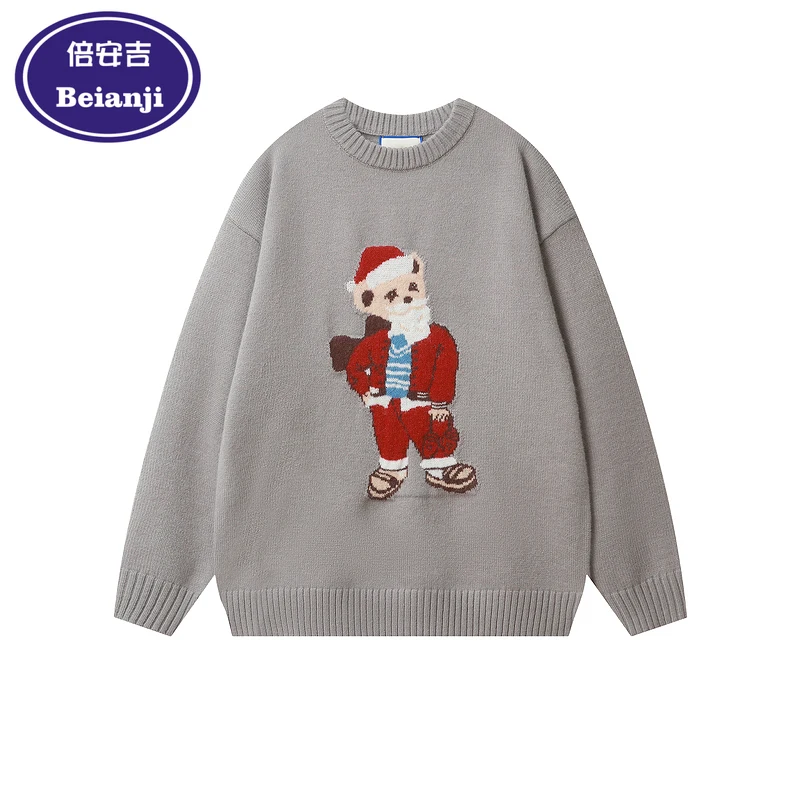 Beianji Christmas sweater fun atmosphere sense soft waxy men winter casual fashion vintage couple red jumper sweater