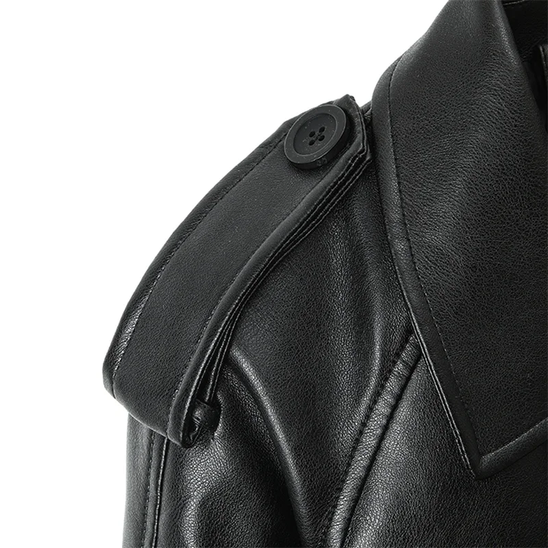 Giacca in pelle da donna streetwear Cappotto allentato super corto a vita alta Colletto couverture Cintura Giacche in PU Capispalla da donna Primavera Autunno