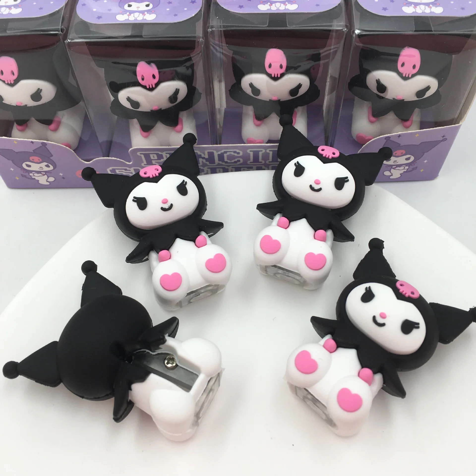 16pcs Sanrio Pencil Sharpeners Kawaii Hello Kitty Kuromi Silicone Sharpener Student Stationery Kids School Supplies Wholesale