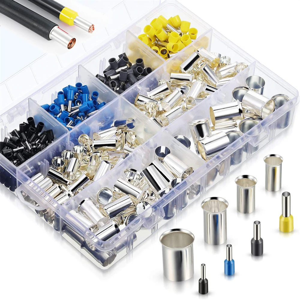 

440 шт. комплект наконечников для проводов, наконечники для проводов, клеммы, изолированные обжимные клеммы, соединительные втулки AWG (2/0 1/0 2 4 10 12 14 16)