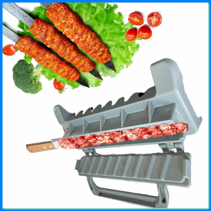 Single Row Kebab Maker Portable Kebab Maker Reusable Large Manual Kebab Mould Grilling Tool Barbecue Skewers for BBQ-A57M